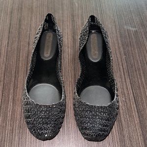 MELISSA Campana Papel VII' Jelly Flat Size 7 Black Glitter